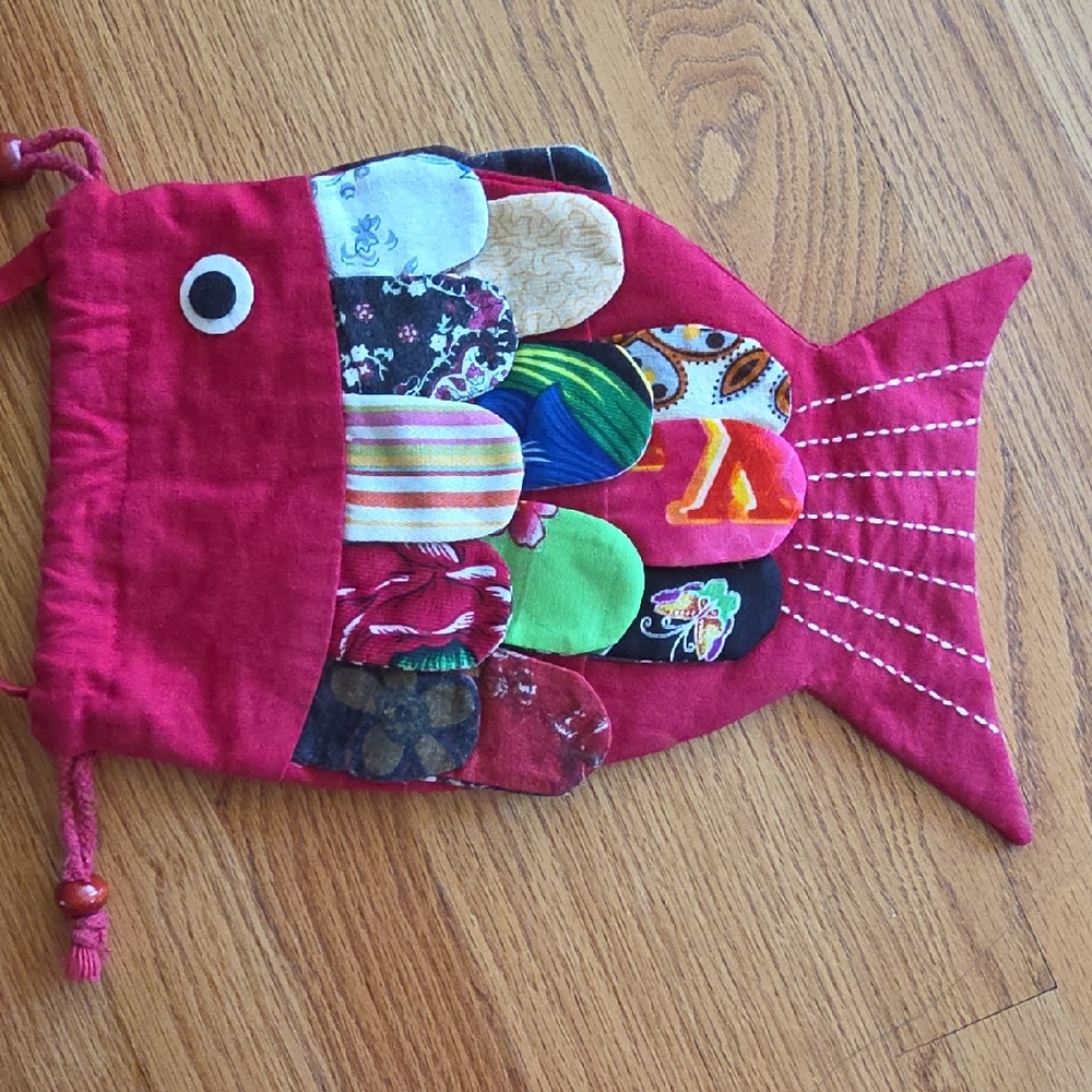 Colorful Red Fish-Shaped Shoulder Bag Accessory Pouch